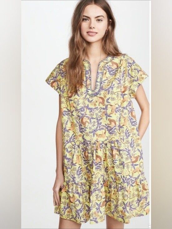 SALONI Dresses & Skirts - Saloni Ashley Mini Dress Citrus Monkey Print Poplin Size US 6